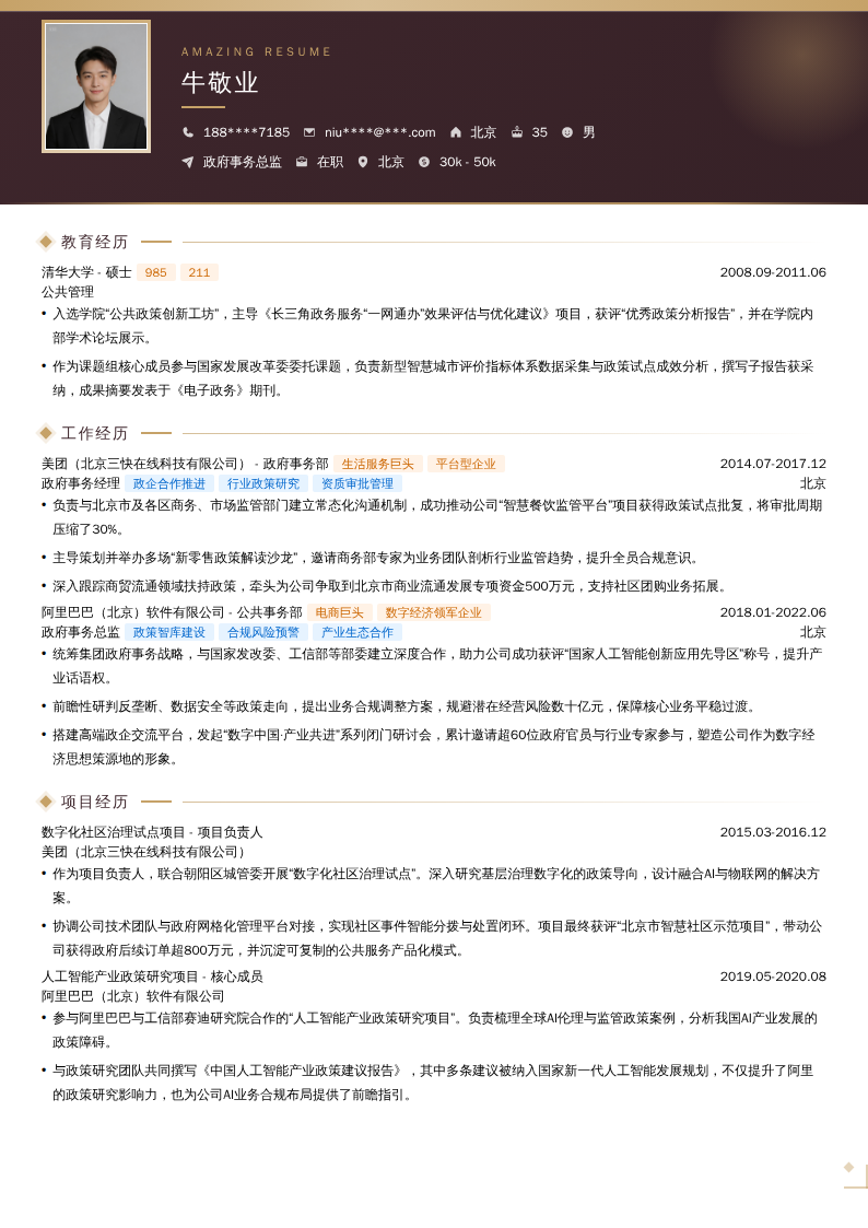 政府事务总监简历模板