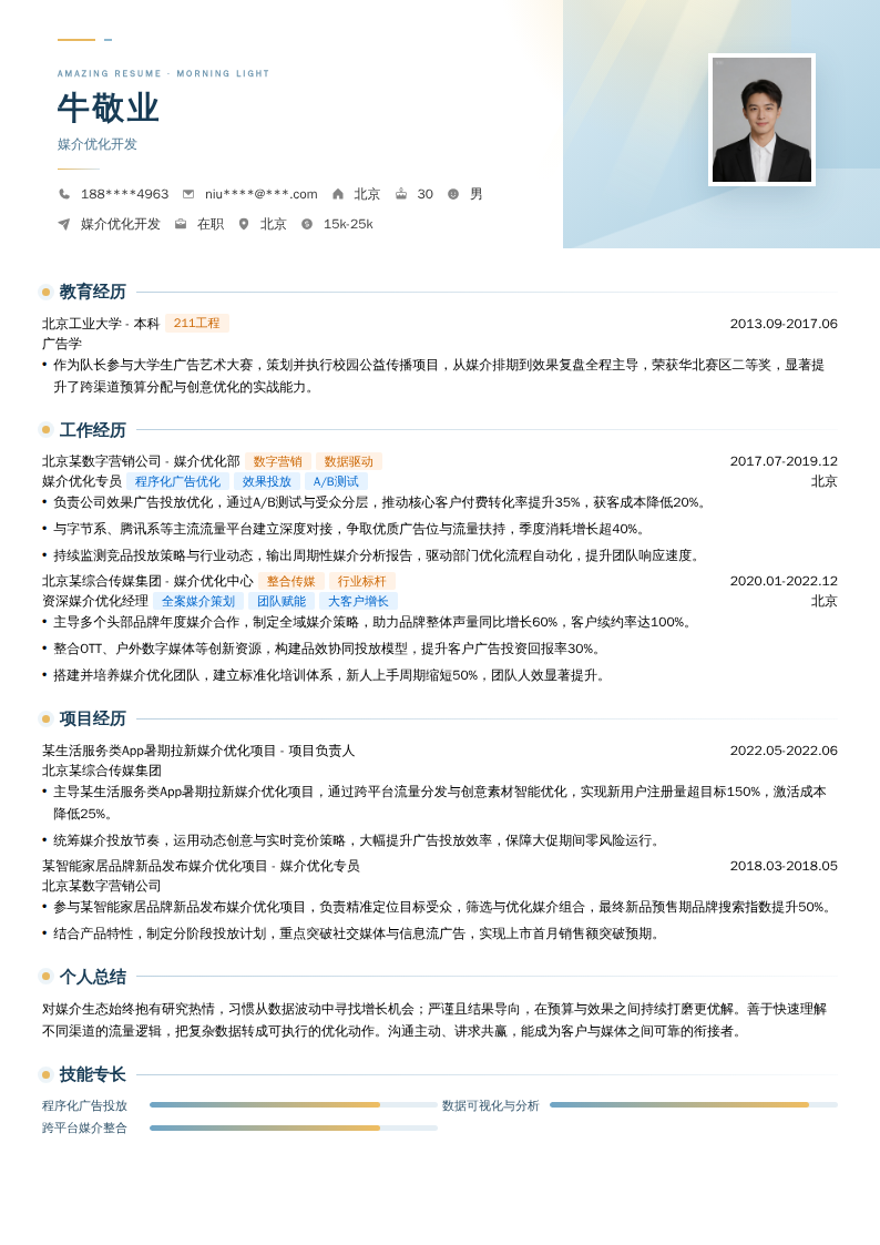 媒介优化开发简历模板