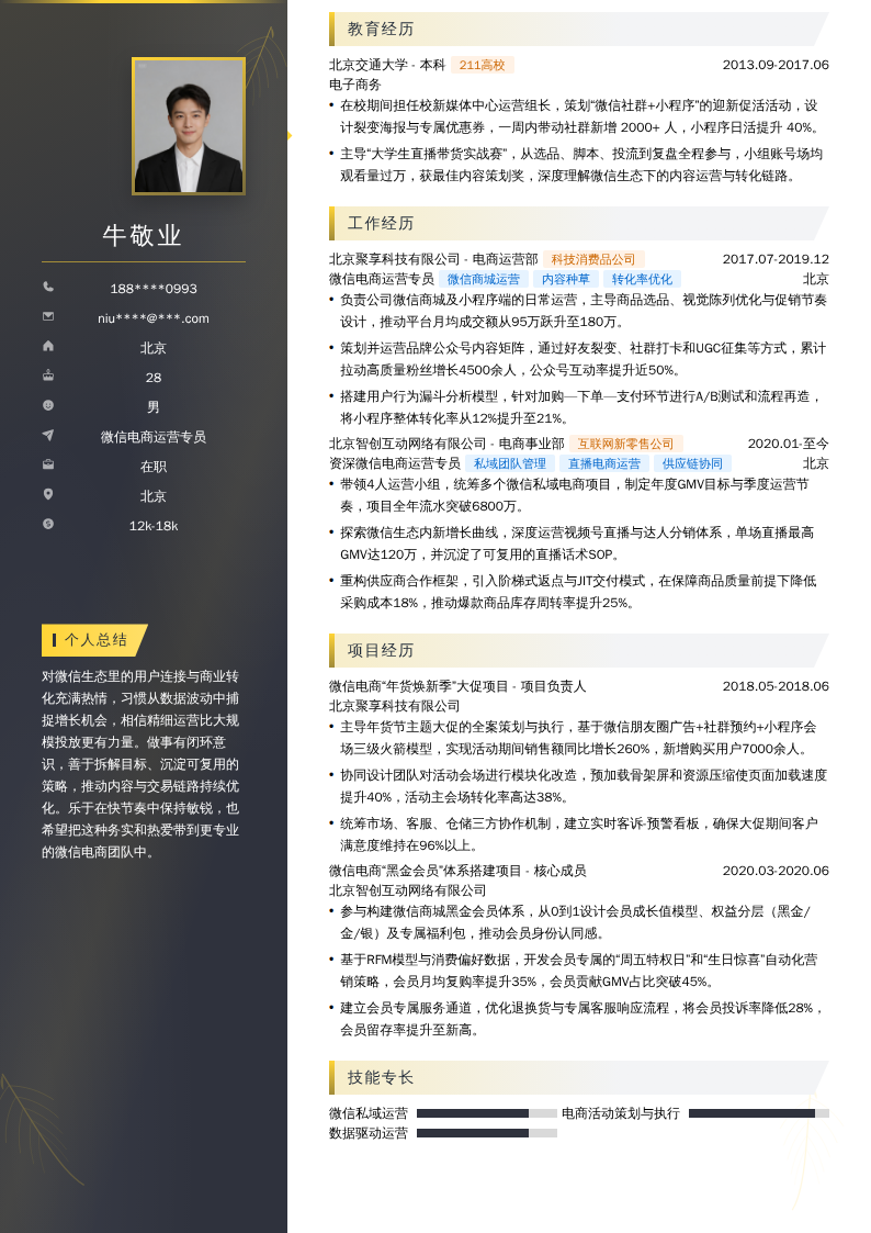 微信电商运营专员简历模板