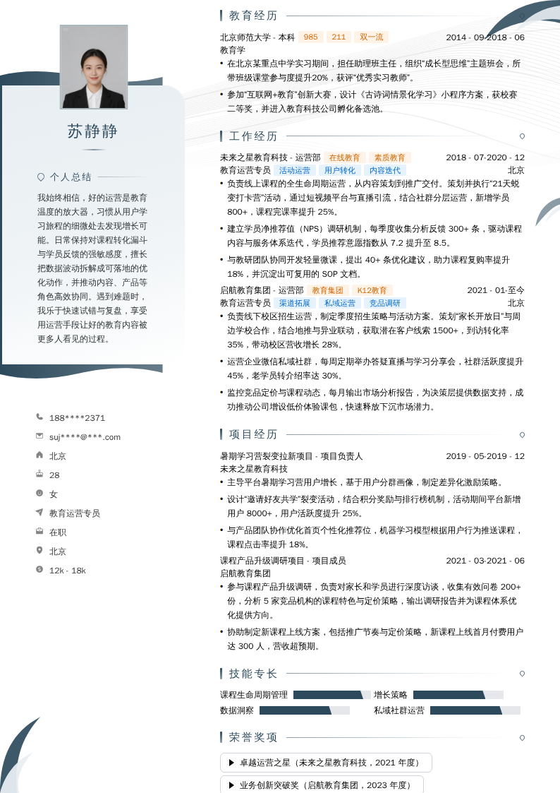 教育运营专员简历模板