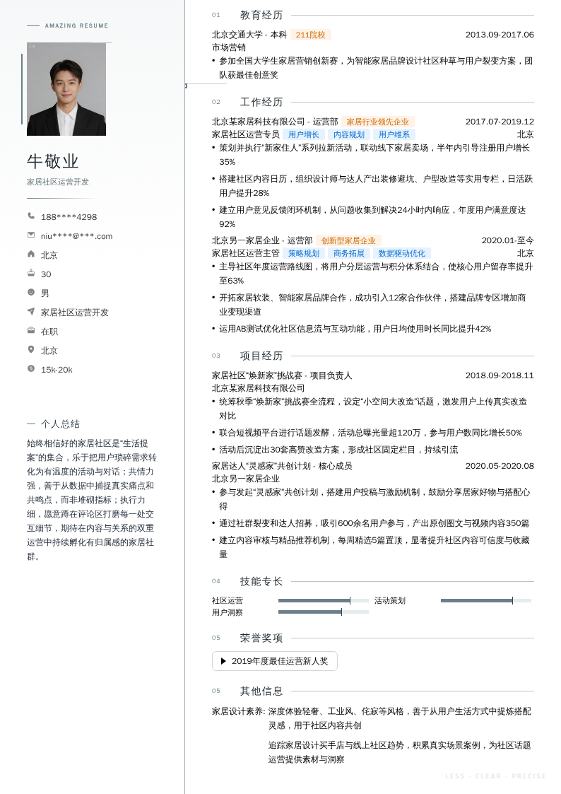 家居社区运营开发简历模板
