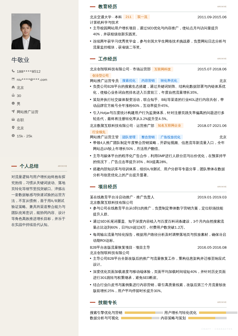 网站推广运营简历模板