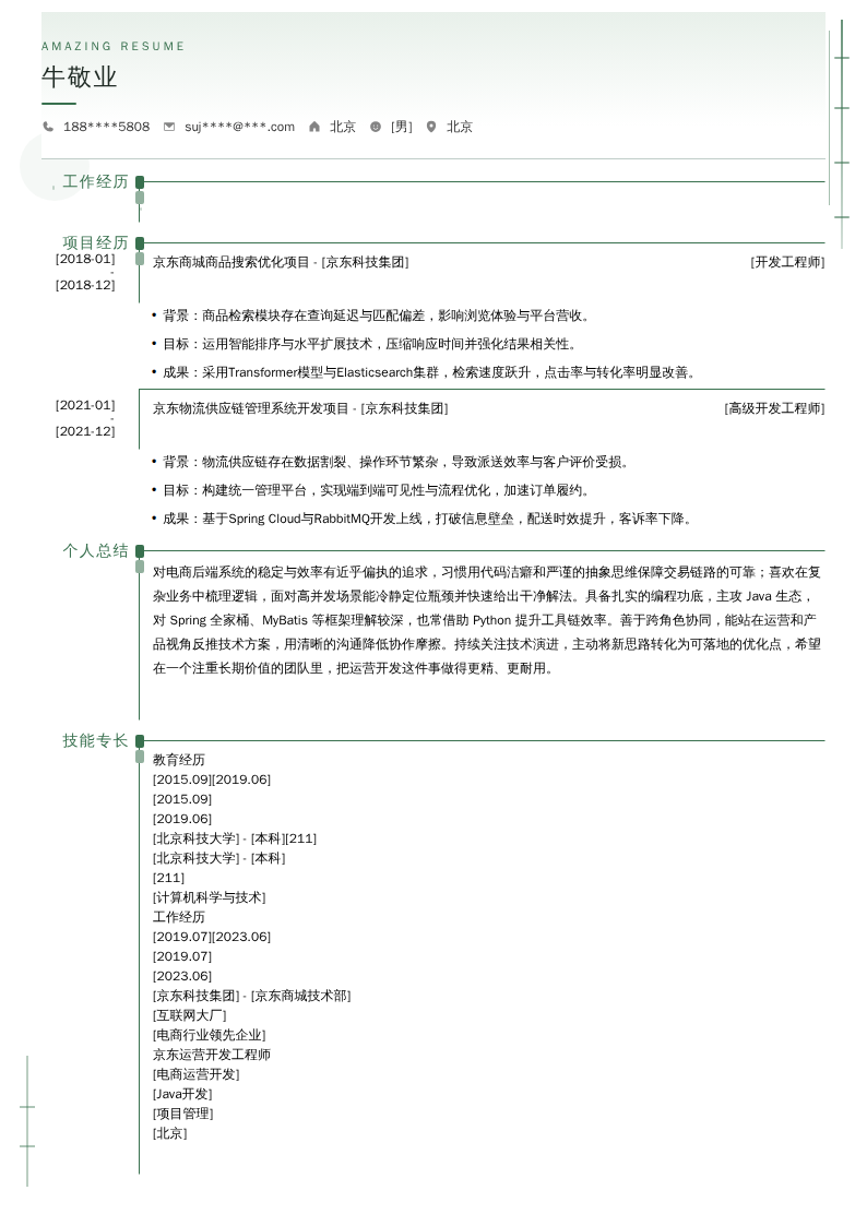 京东运营开发简历模板