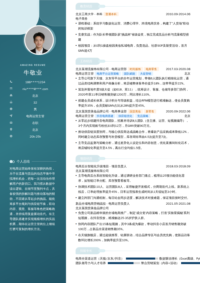 电商运营主管简历模板