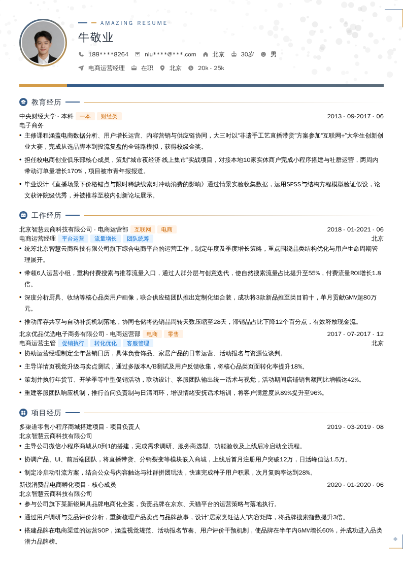 电商运营经理简历模板