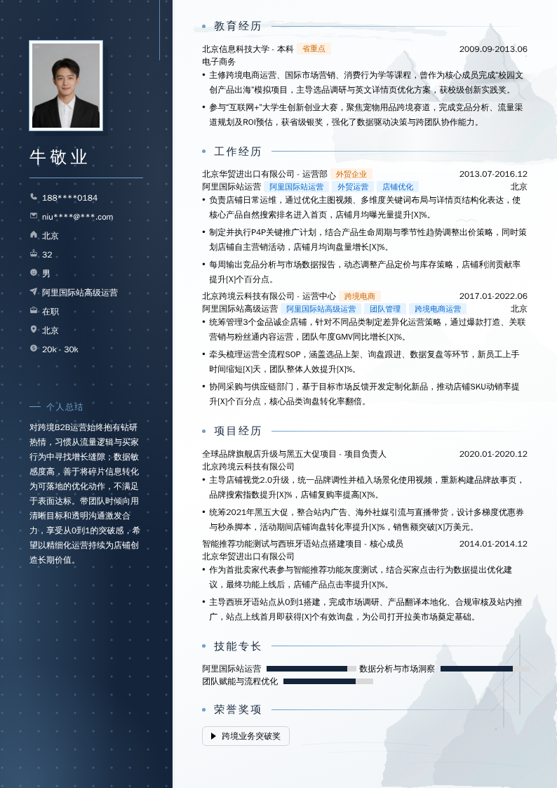 阿里国际站高级运营简历模板