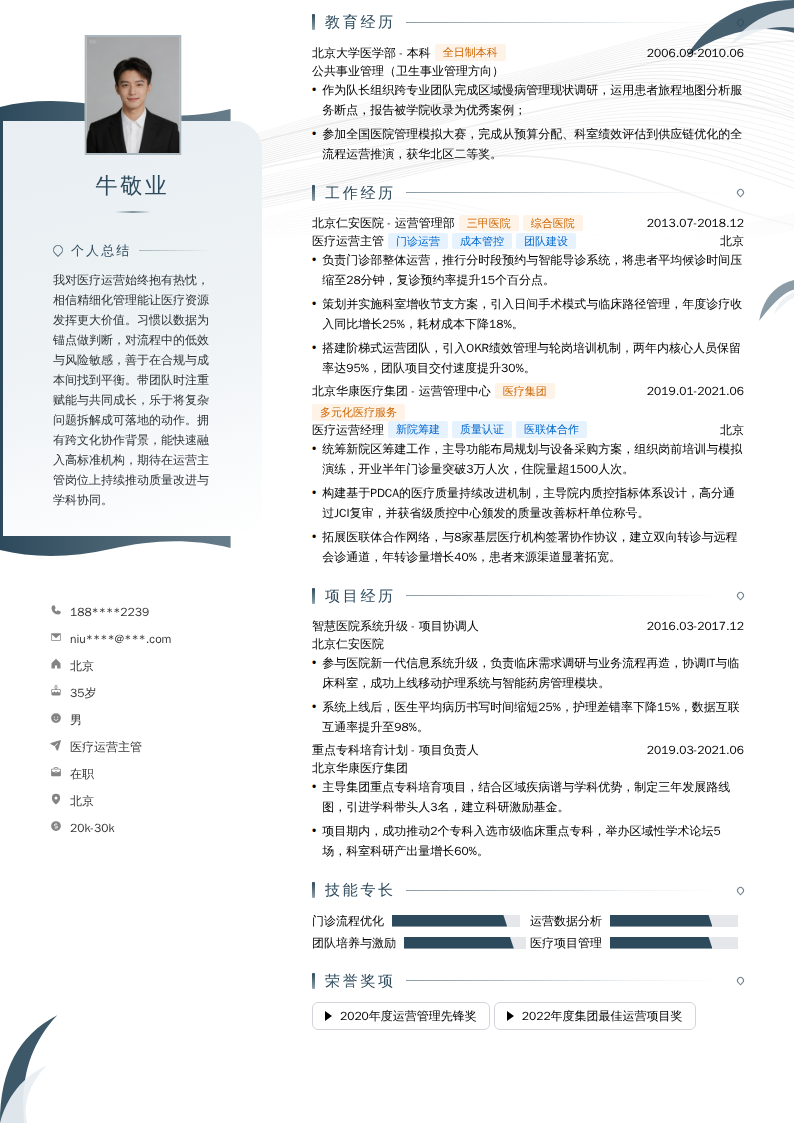 医疗运营主管简历模板
