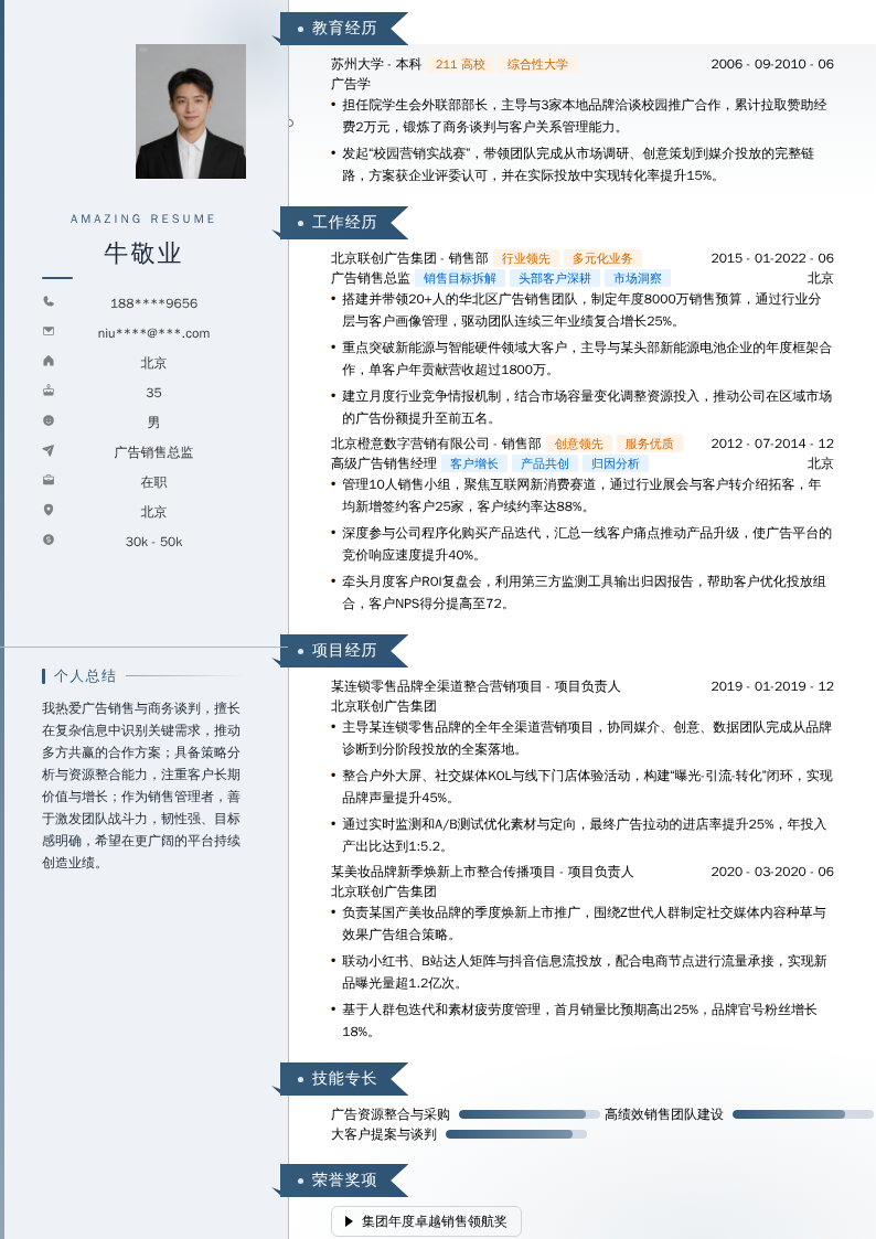 广告销售总监简历模板