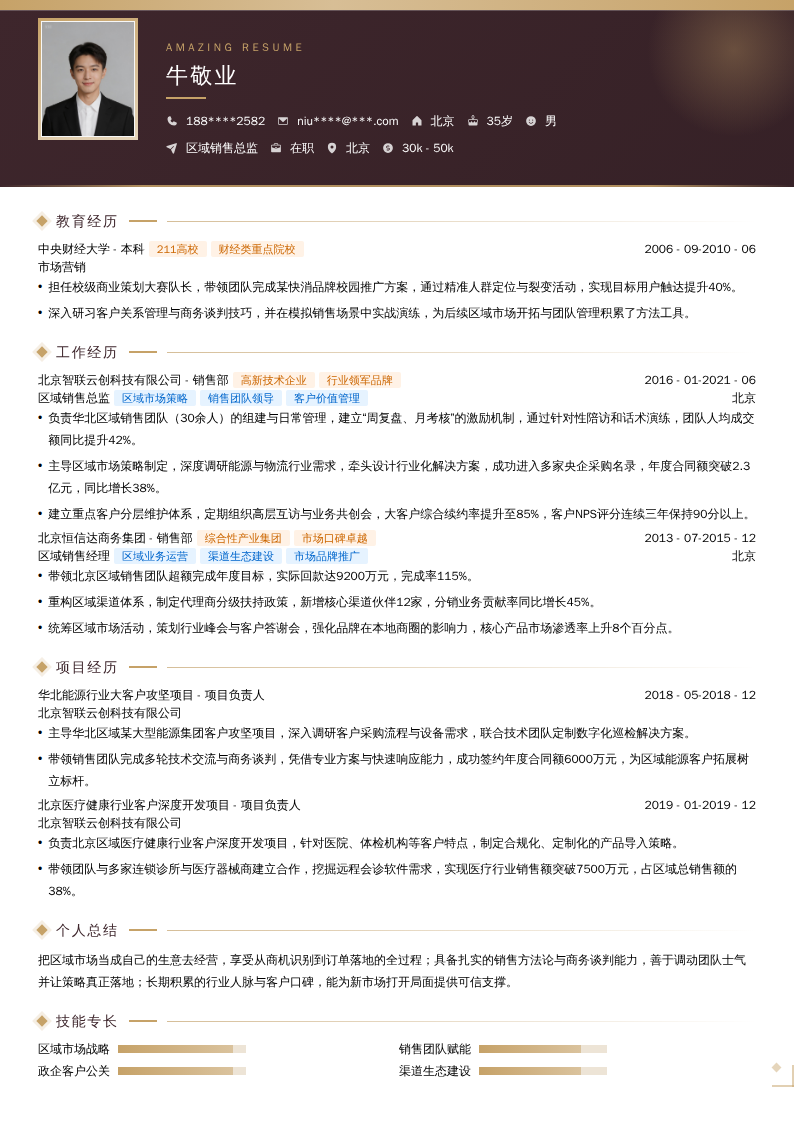 区域销售总监简历模板