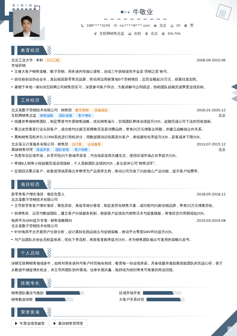 互联网销售总监简历模板