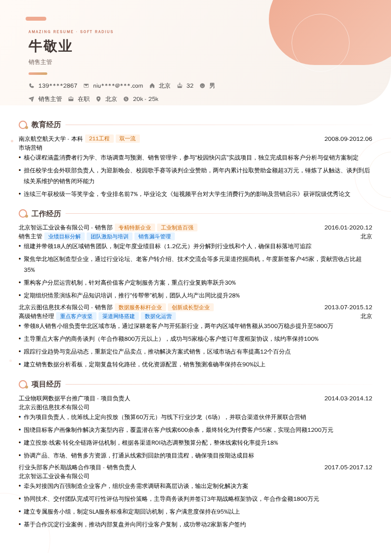 销售主管简历模板