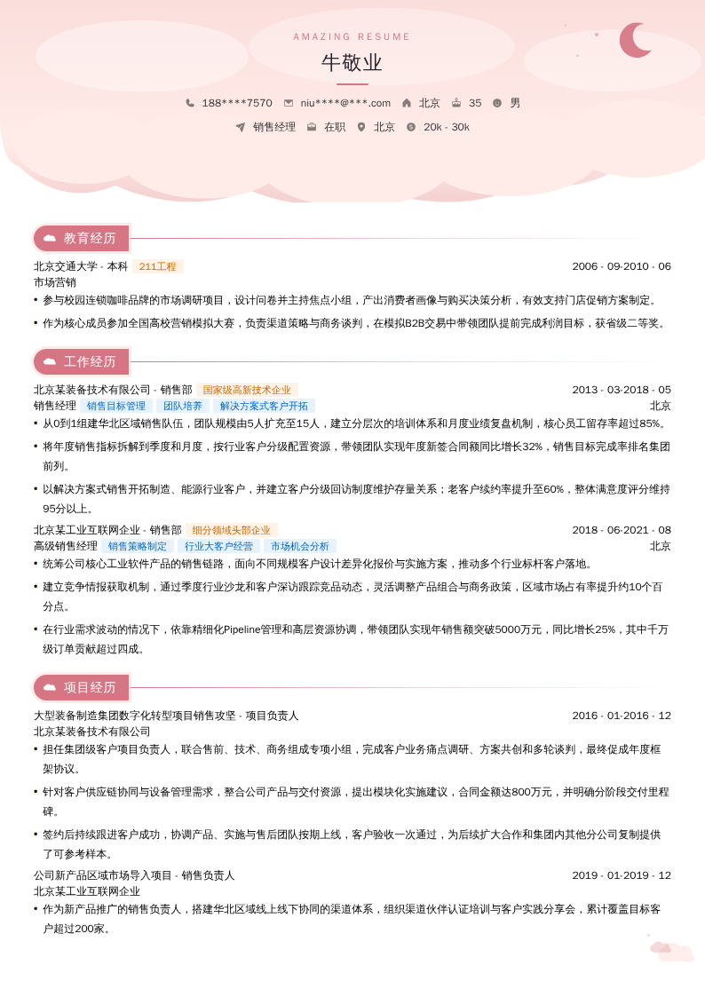 销售经理简历模板