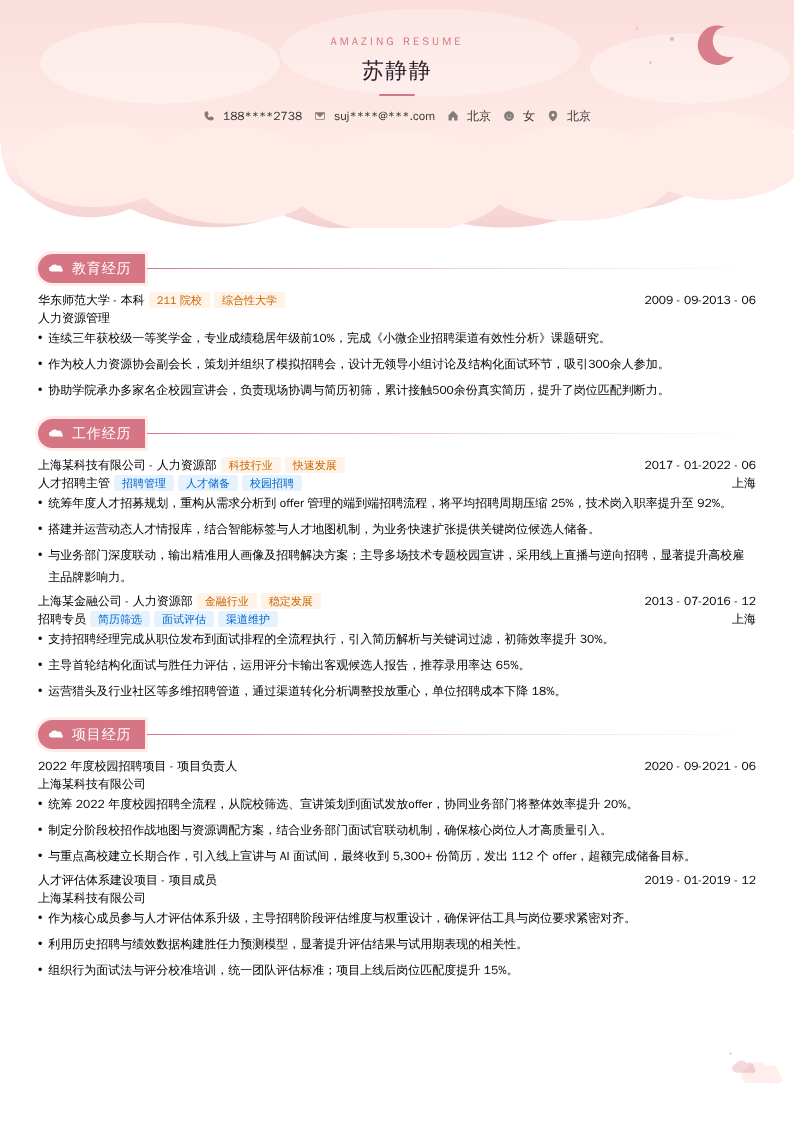 人才招聘主管简历模板