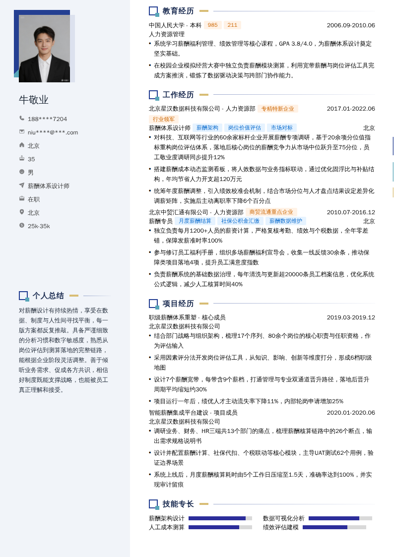 薪酬体系设计师简历模板