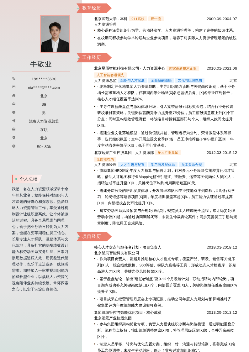 战略人力资源总监简历模板