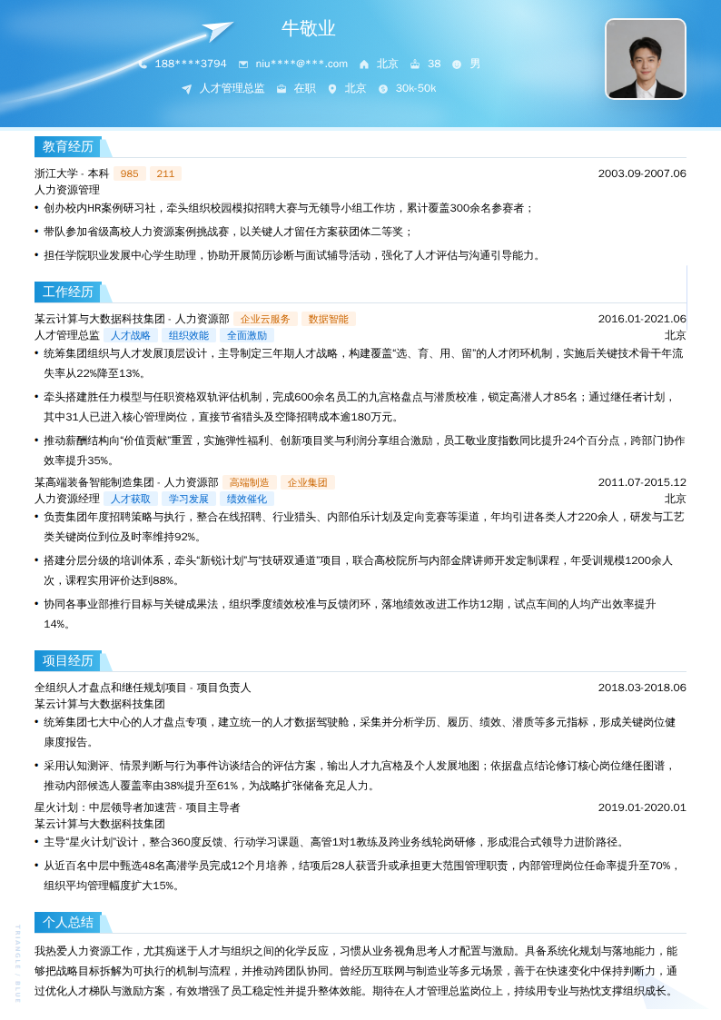 人才管理总监简历模板