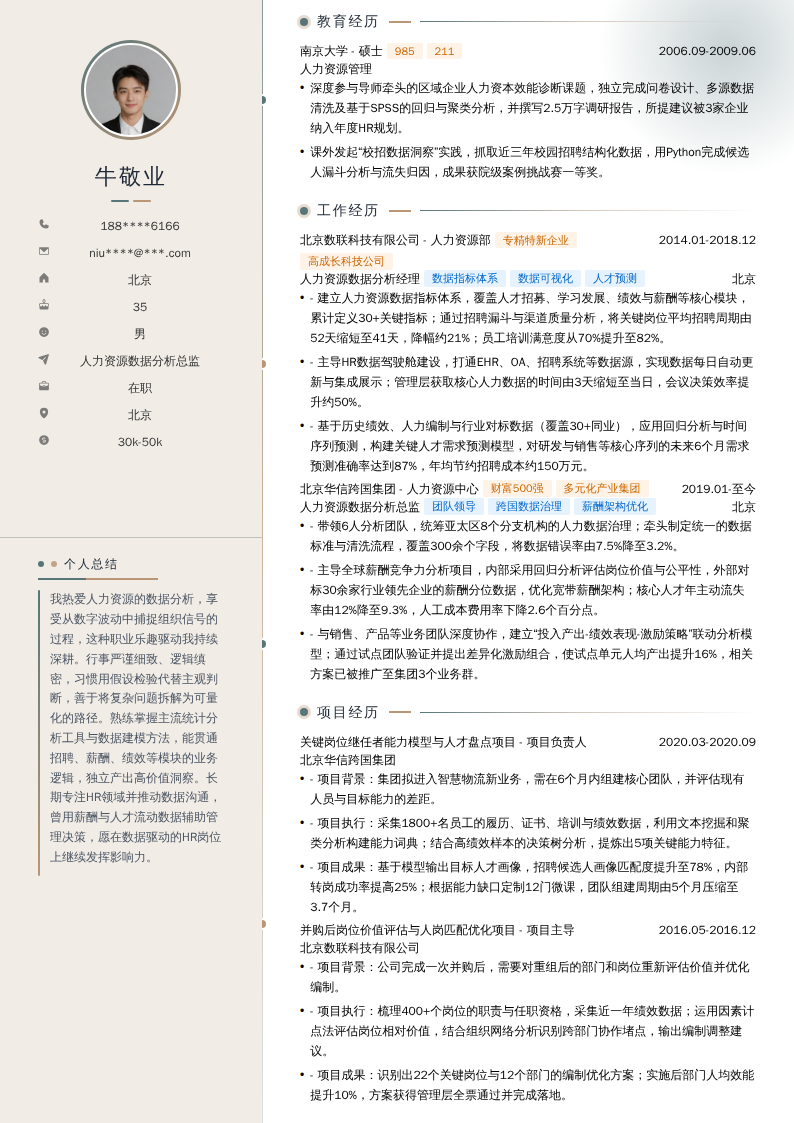 人力资源数据分析总监简历模板