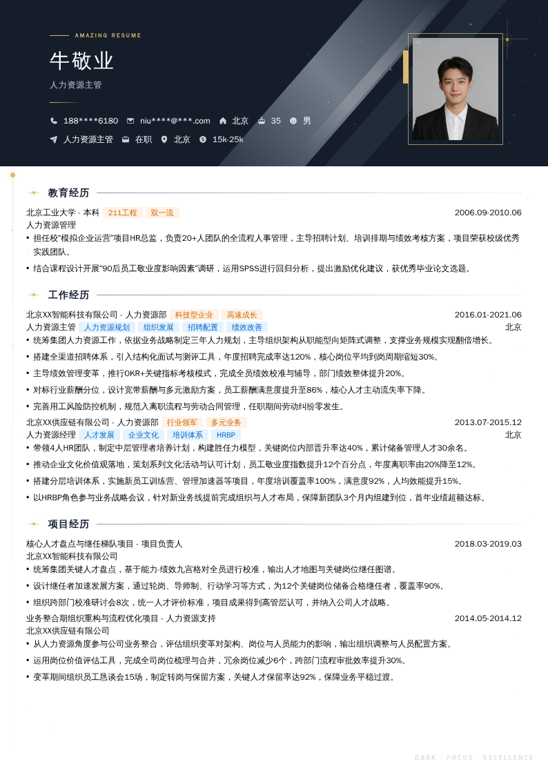 人力资源主管简历模板