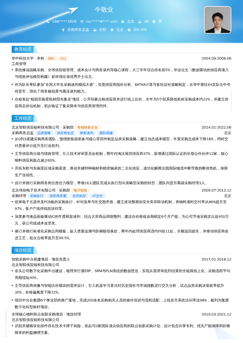 采购商务总监简历模板