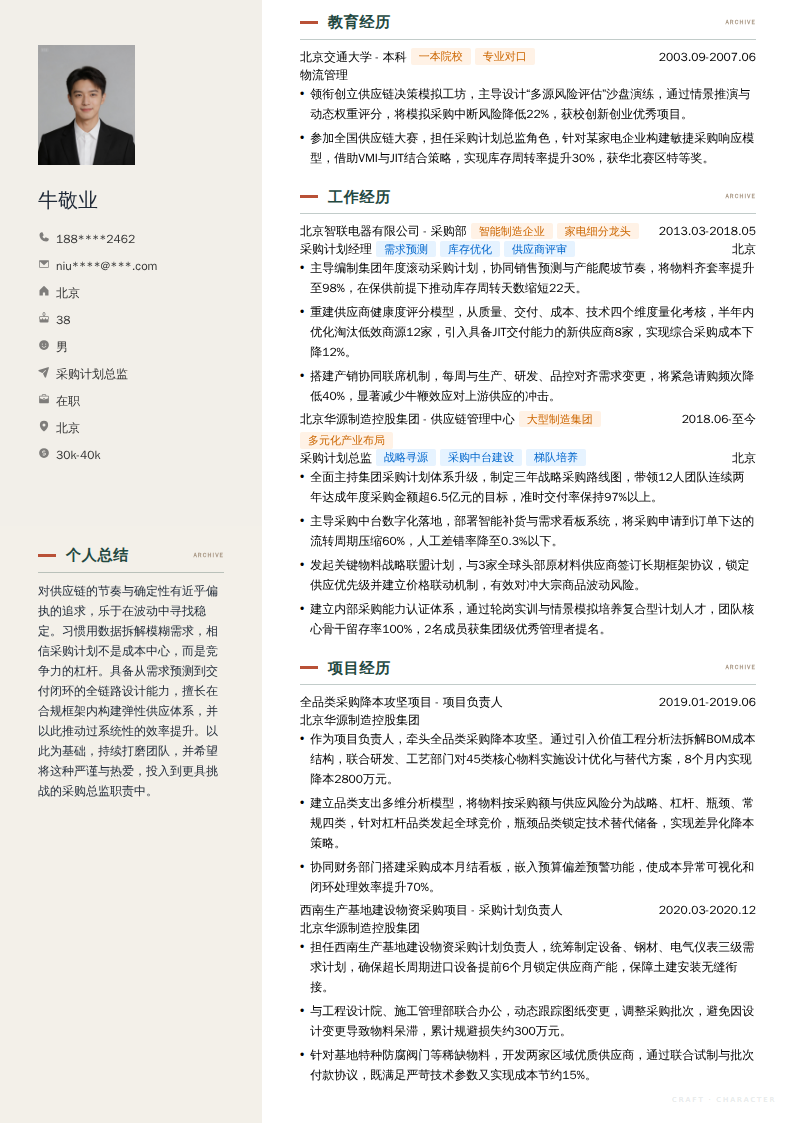 采购计划总监简历模板