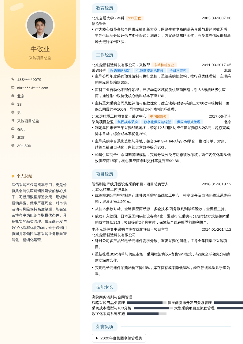 采购项目总监简历模板