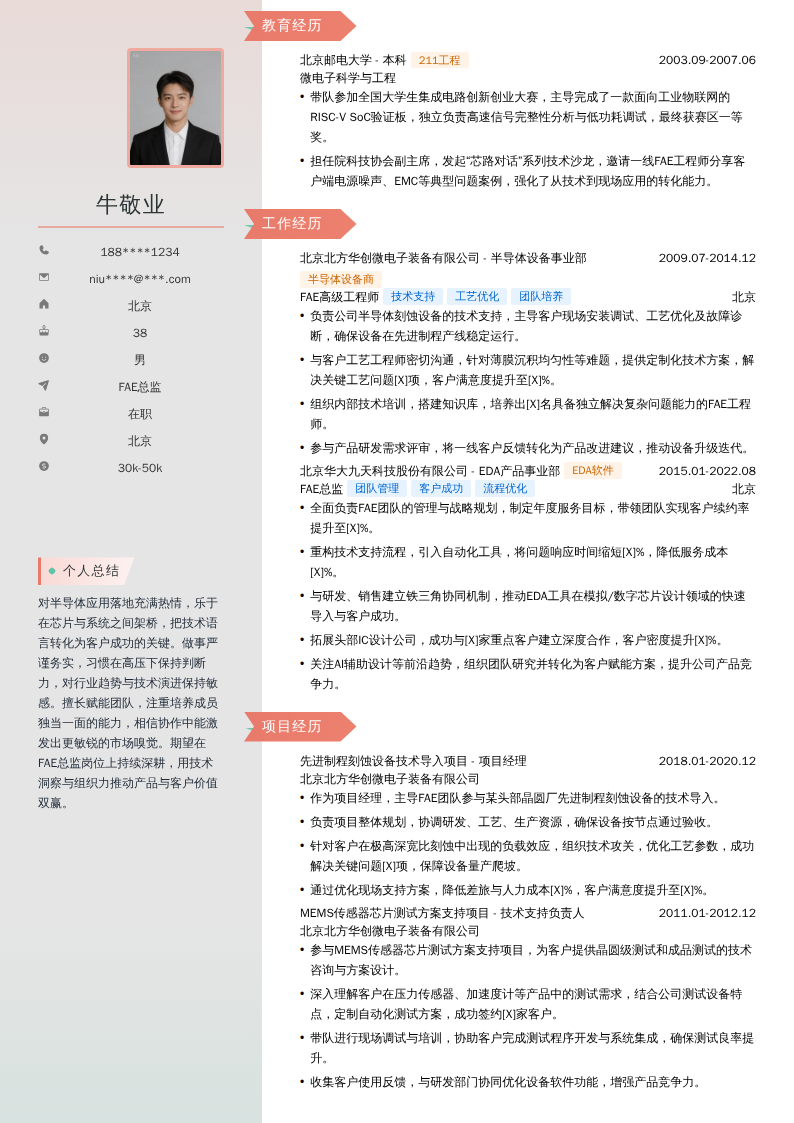 FAE总监简历模板