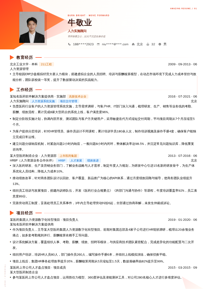 人力实施顾问简历模板