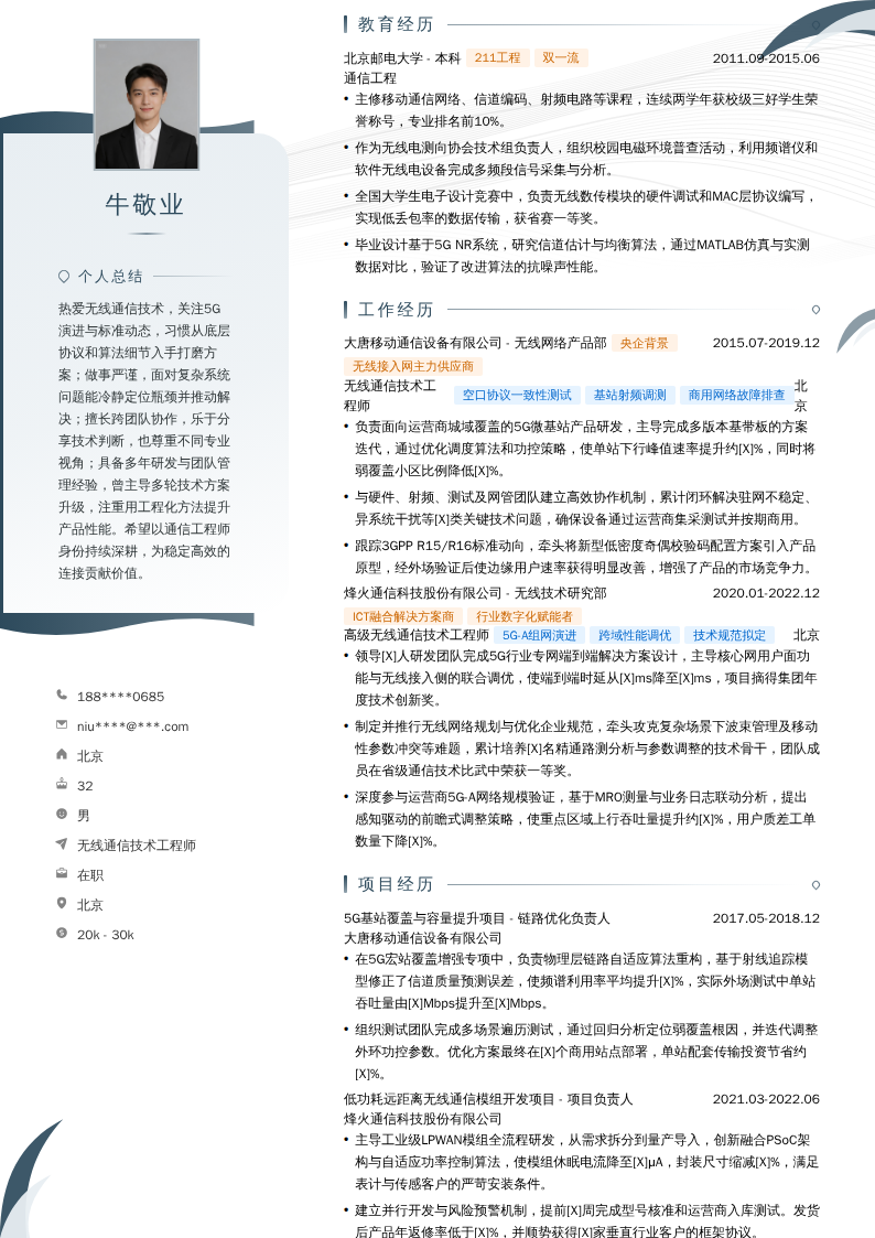 无线通信技术工程师简历模板