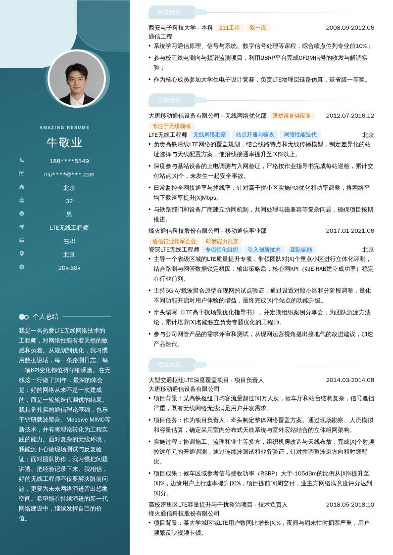 LTE无线工程师简历模板