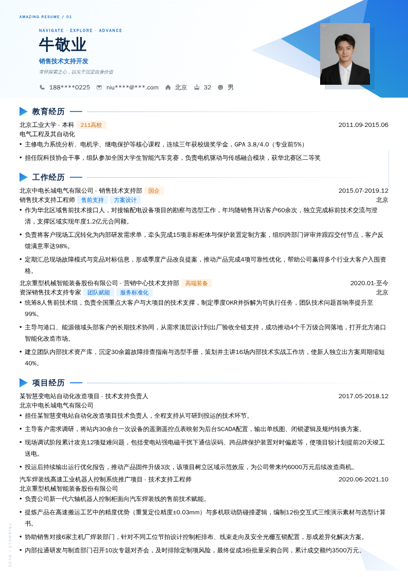 销售技术支持开发简历模板
