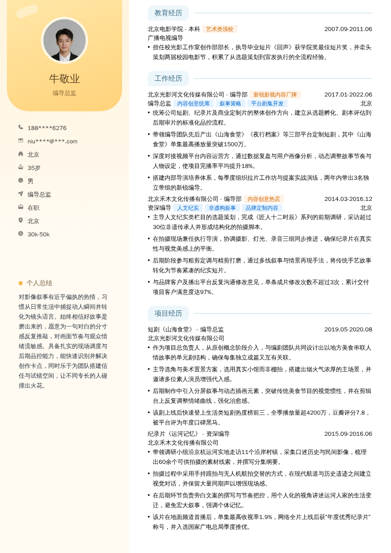编导总监简历模板